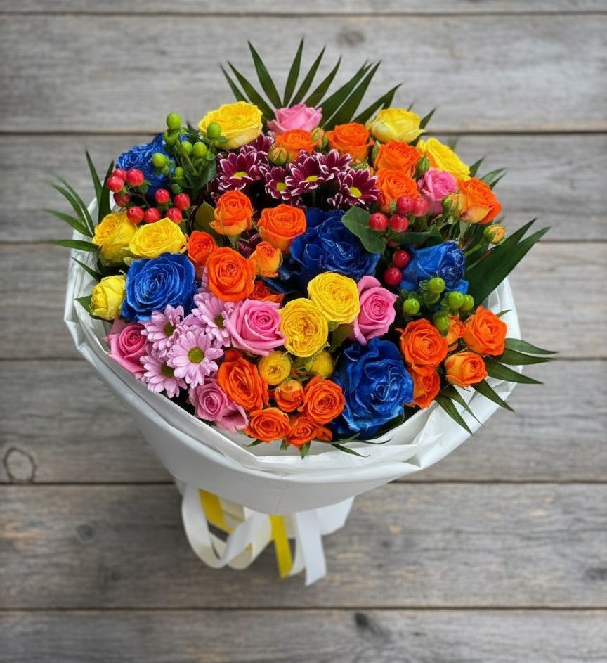 Букет цветов из: Розы и Хризантемы в Бытошь