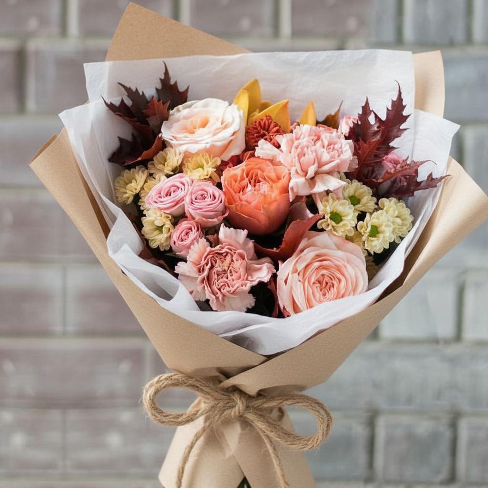 Букет цветов из: Гвоздики, Хризантемы и Розы в Бытошь