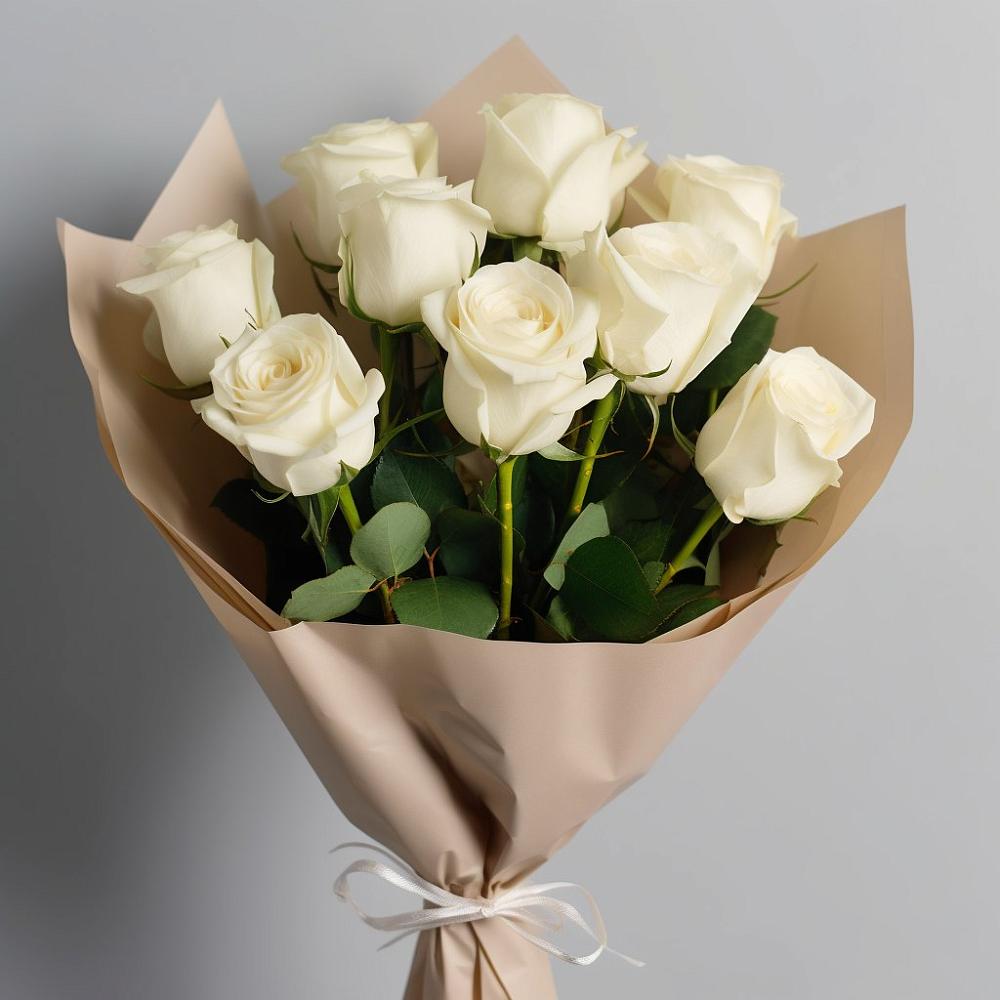 Букет 9 Белых роз Эдлесс Лав в Бытошь