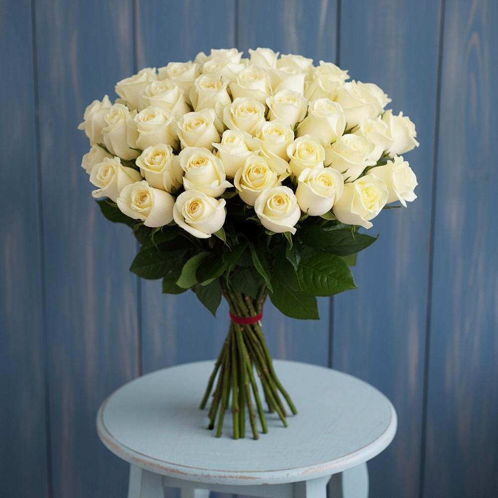 Букет 51 Белая роза Эдлесс Лав в Бытошь