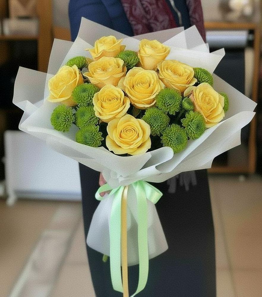 Букет цветов из: Хризантемы и Розы в Бытошь