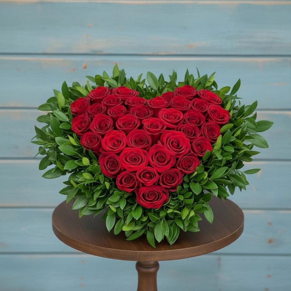 Цветочная композиция из Розы в виде сердца в Бытошь