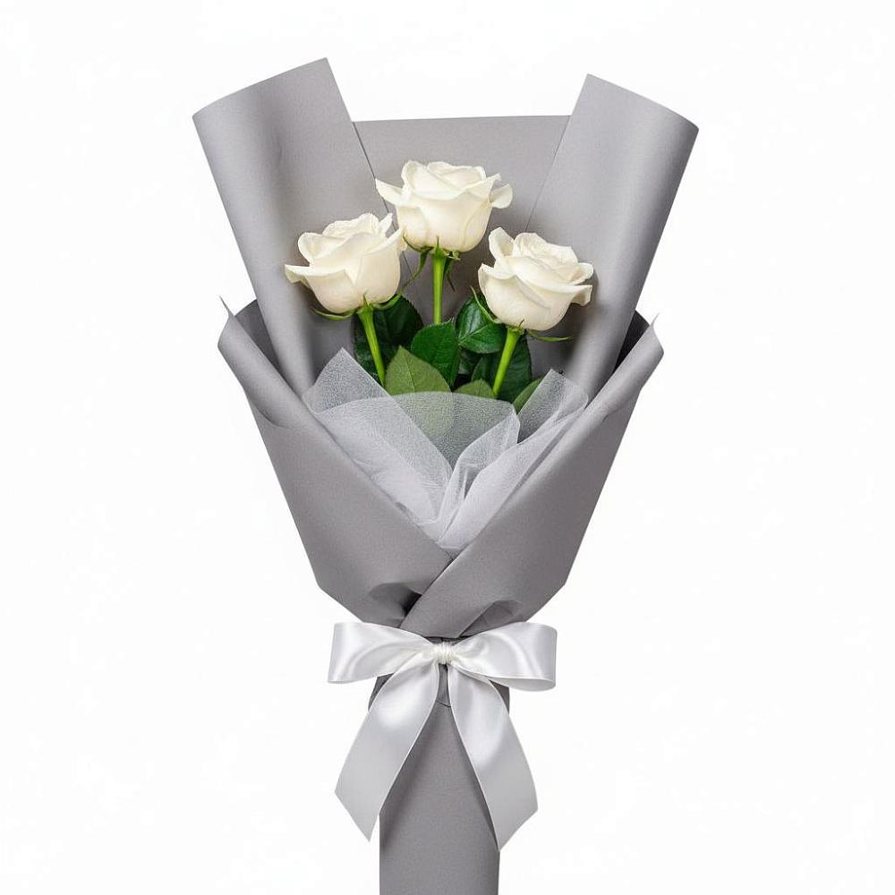 Букет 3 белые розы в Бытошь