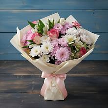 Букет цветов из:  Хризантемы, Альстромерии и Розы в Бытошь