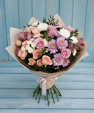 Букет цветов из:  Хризантемы, Розы и Альстромерии #REPLACE_PRED# Бытошь