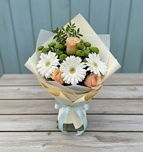 Букет цветов из:  Герберы, Розы и Хризантемы в Бытошь
