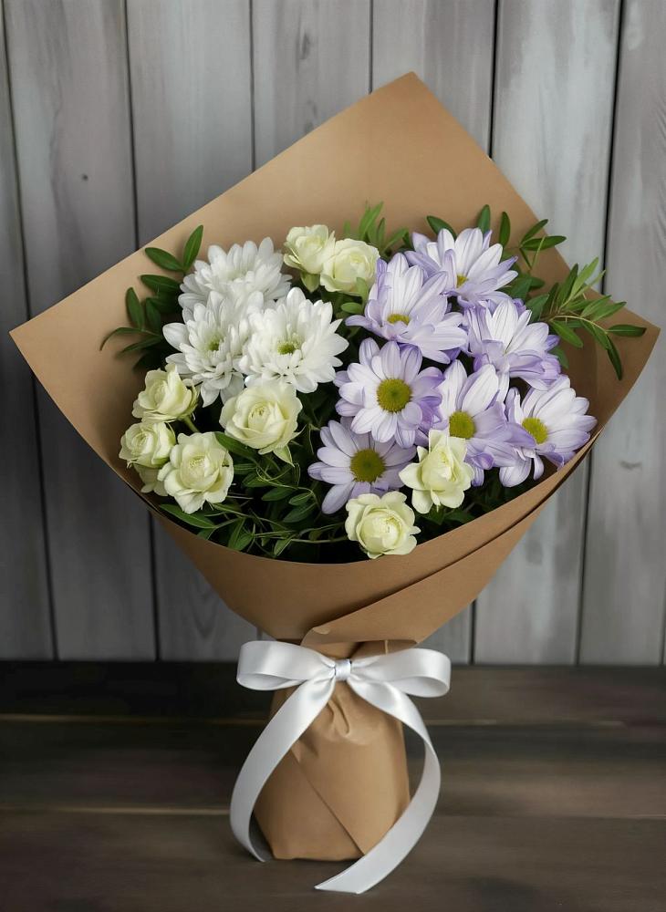 Букет цветов из: Хризантемы и Розы в Бытошь